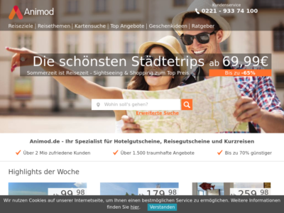 Animod.de – 10,00 € Hotelgutscheine bei ANIMOD